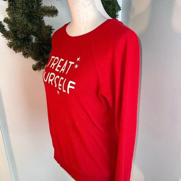 Xhiliration, XS, red Long sleeve crewneck sweatshirt  white glitter paint - Picture 6 of 8